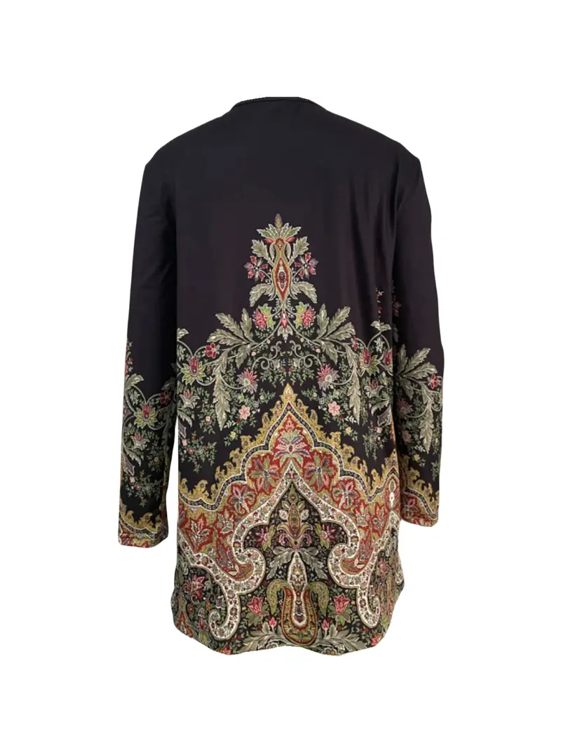 Spring And Autumn New Women's Top Printed Cardigan Casual Long Sleeve Light Jacket Black